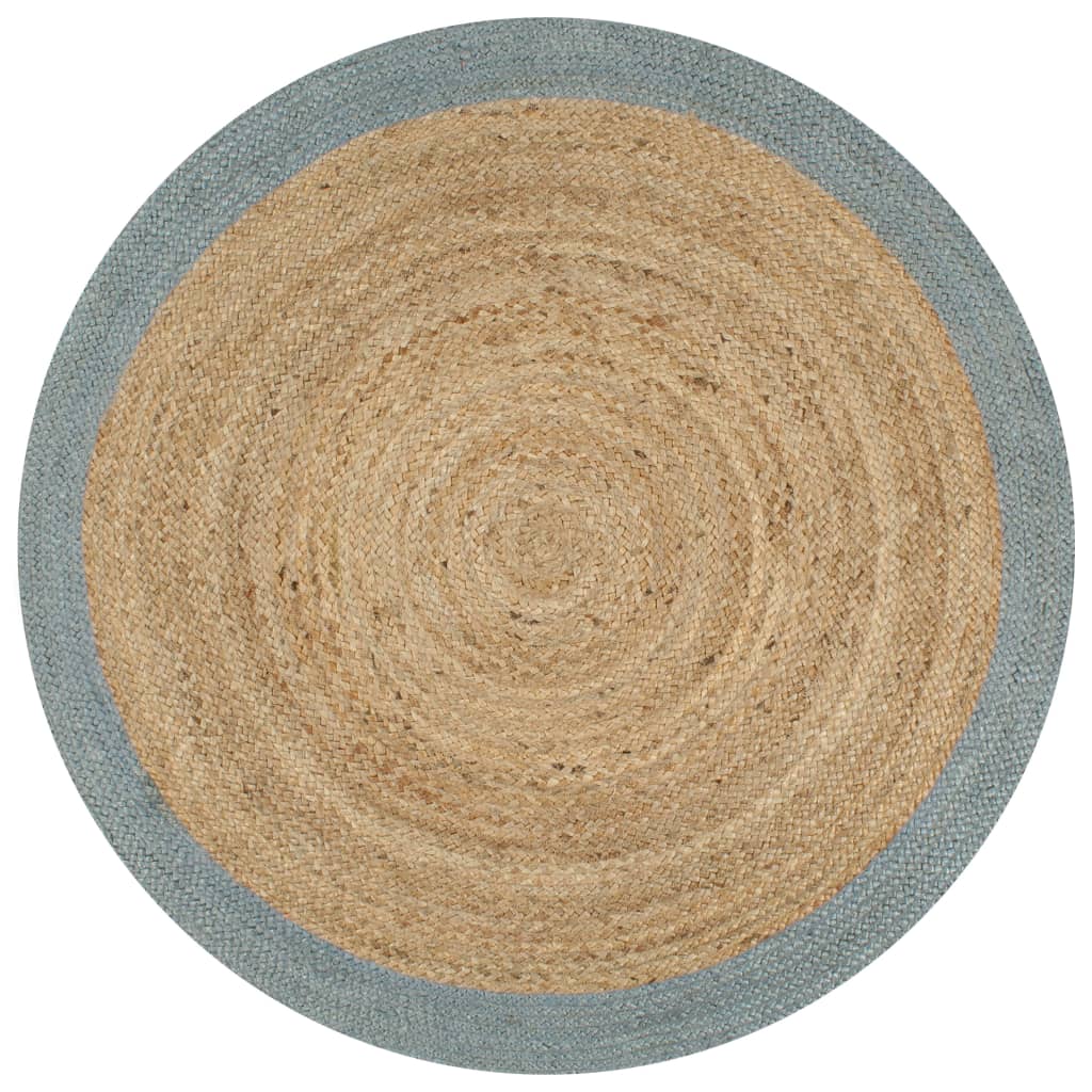 VidaXL Vloerkleed handgemaakt met olijfgroene rand 120 cm jute