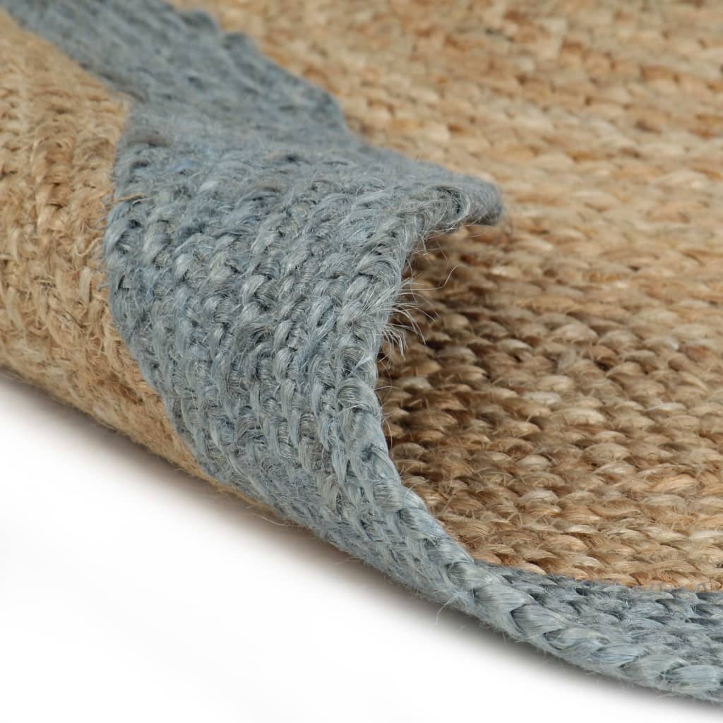 VidaXL Vloerkleed handgemaakt met olijfgroene rand 120 cm jute