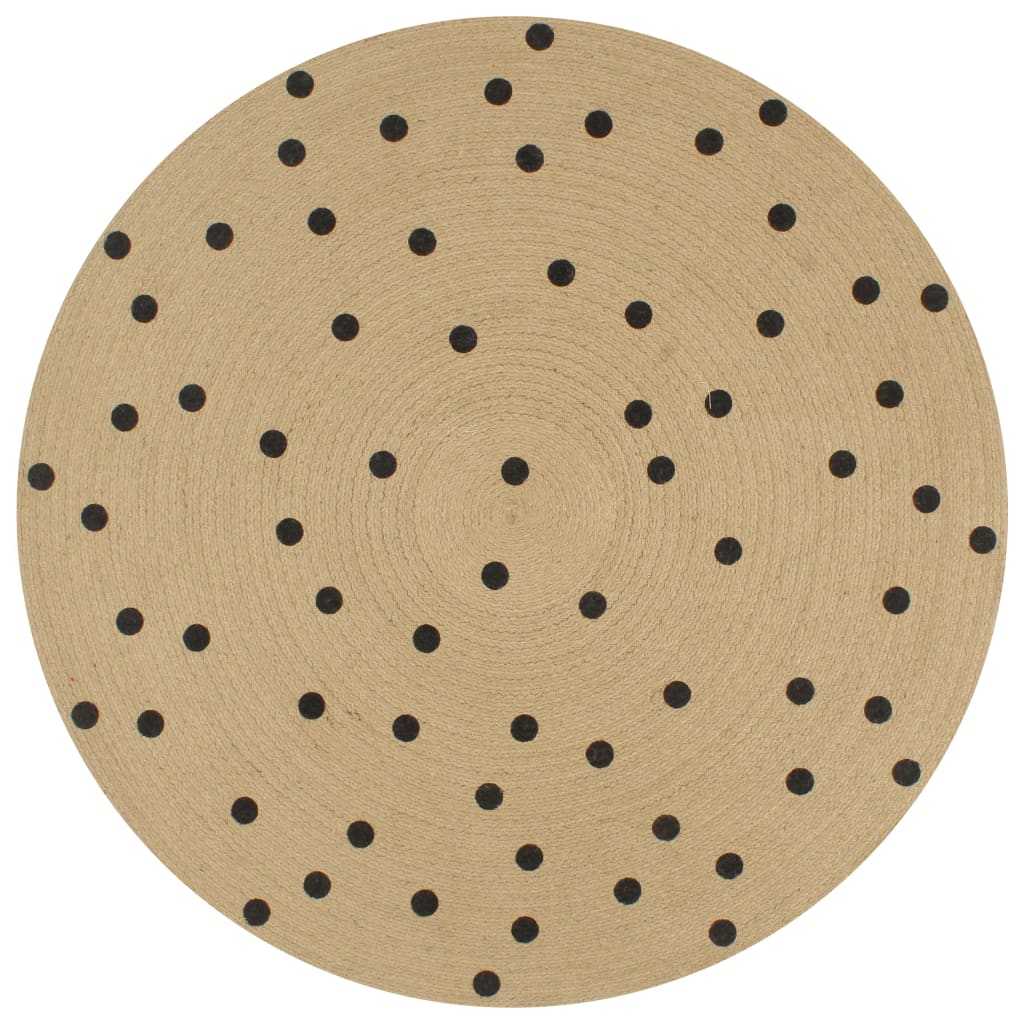 VidaXL Vloerkleed handgemaakt met print polkadot 120 cm jute