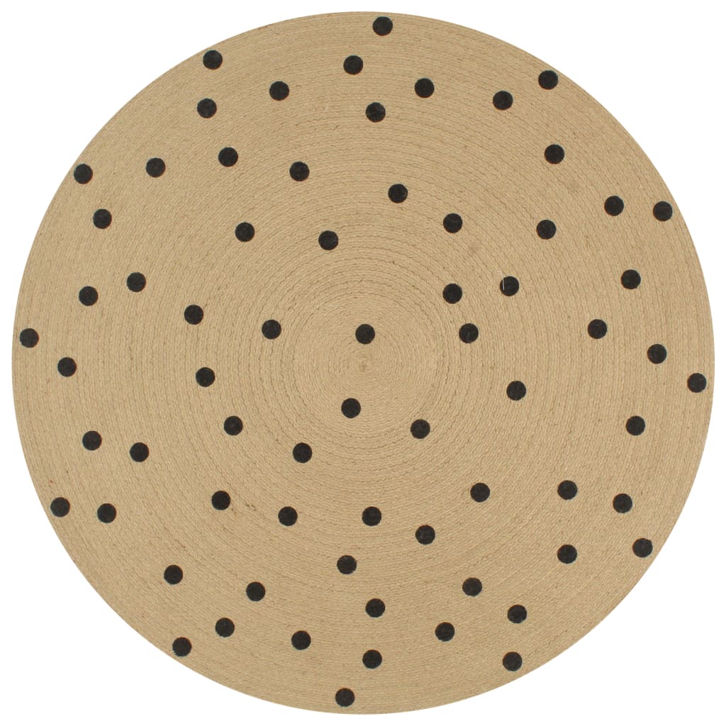 VidaXL Vloerkleed handgemaakt met print polkadot 150 cm jute