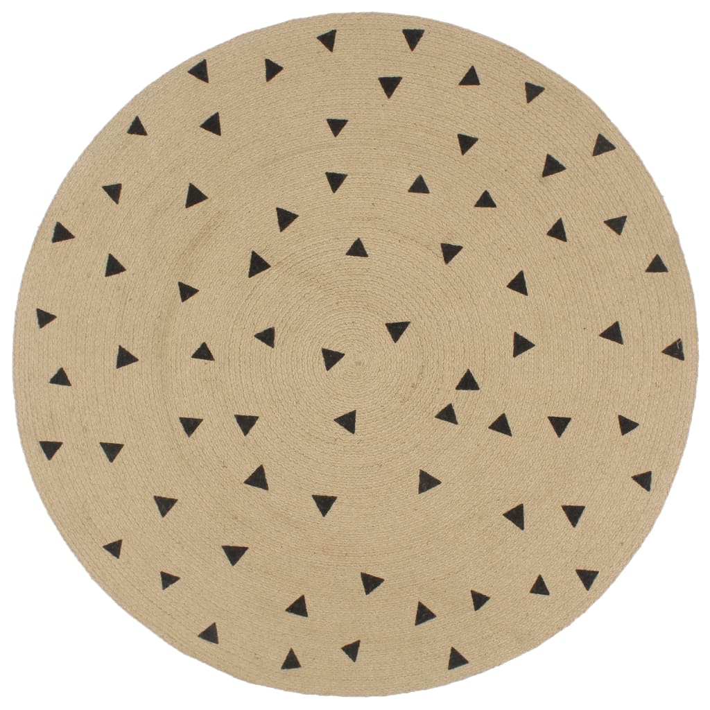 VidaXL Vloerkleed handgemaakt met driehoek print 120 cm jute