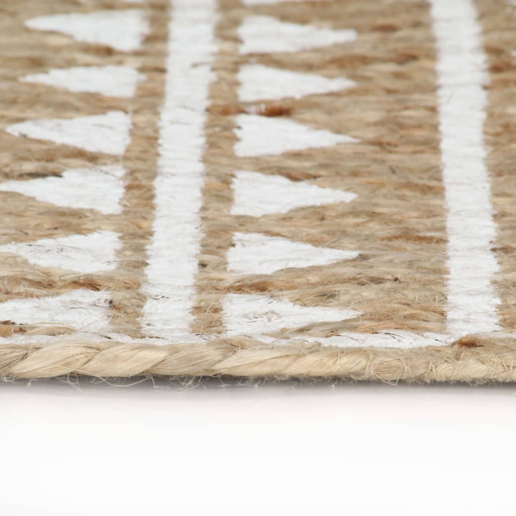 VidaXL Vloerkleed handgemaakt met witte print 90 cm jute