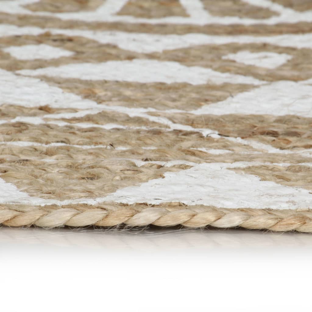 VidaXL Vloerkleed handgemaakt met witte print 120 cm jute