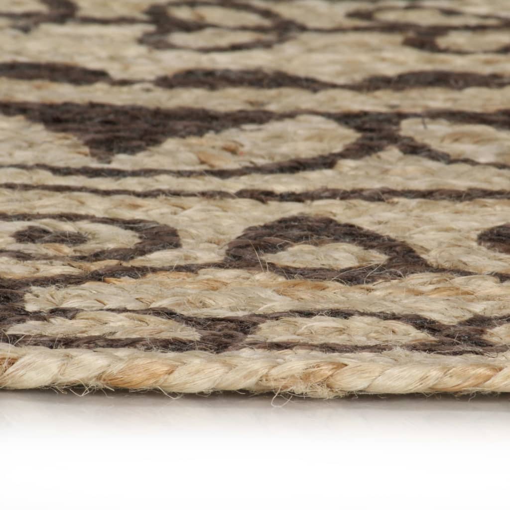 VidaXL Vloerkleed handgemaakt met donkerbruine print 150 cm jute