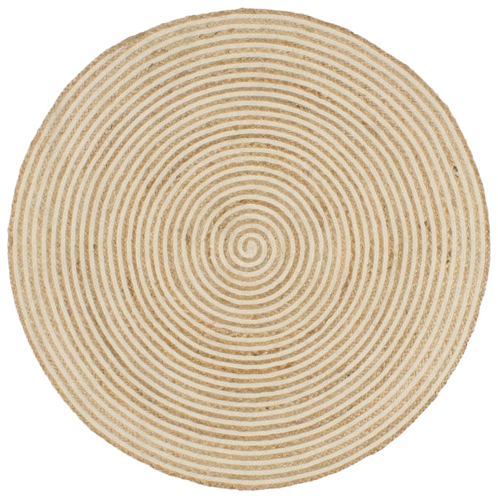 VidaXL Vloerkleed handgemaakt met spiraal ontwerp 90 cm jute wit