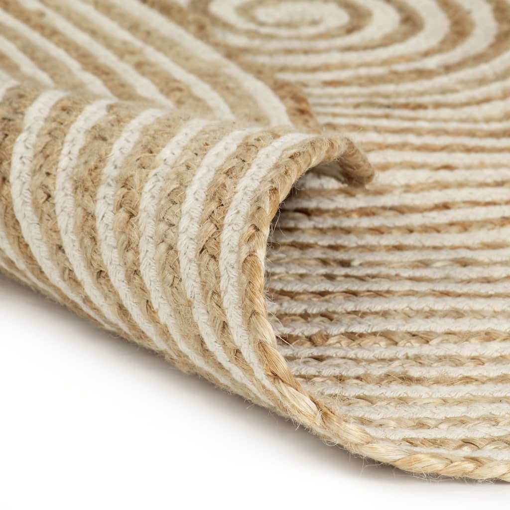 VidaXL Vloerkleed handgemaakt met spiraal ontwerp 90 cm jute wit
