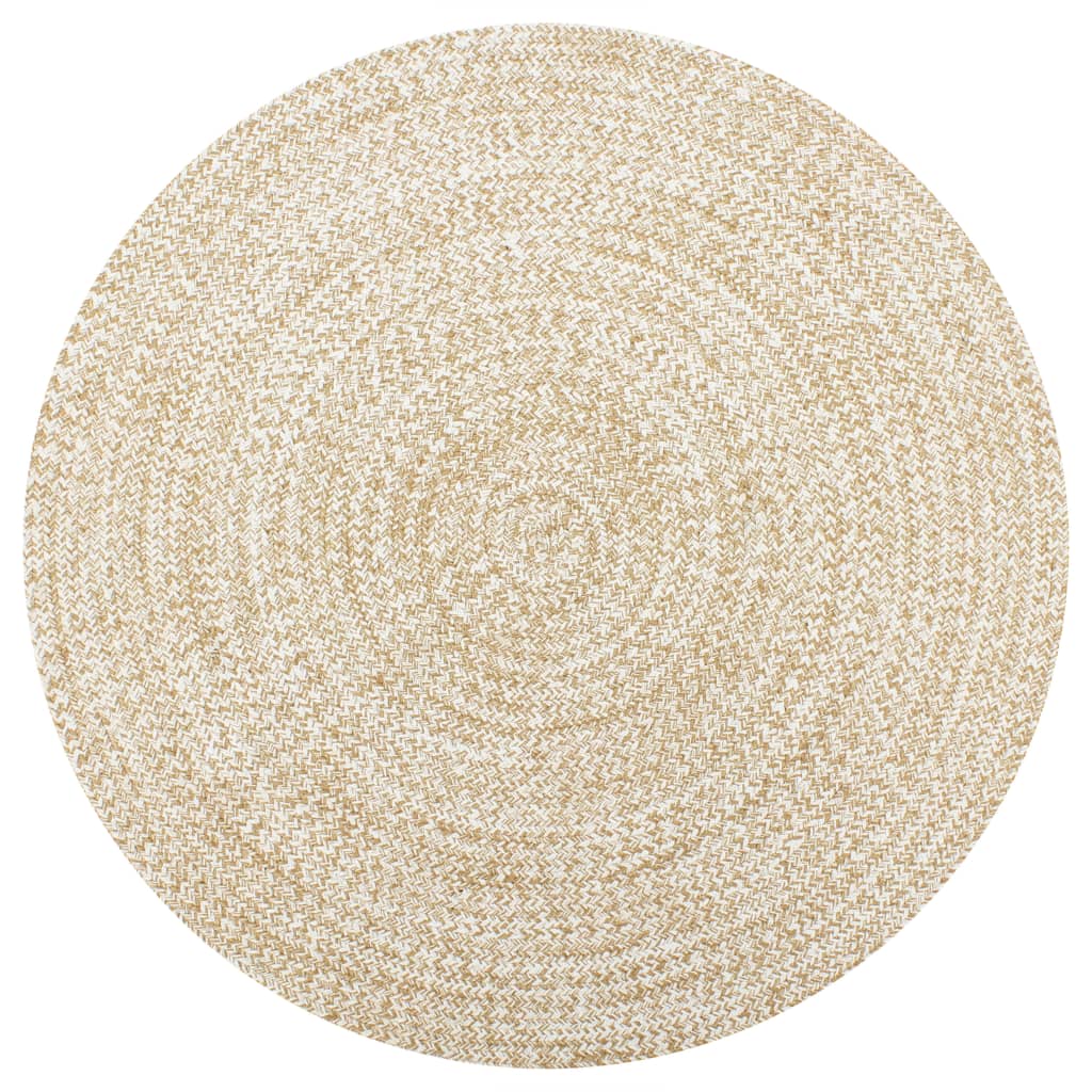 VidaXL Vloerkleed handgemaakt 120 cm jute wit en naturel