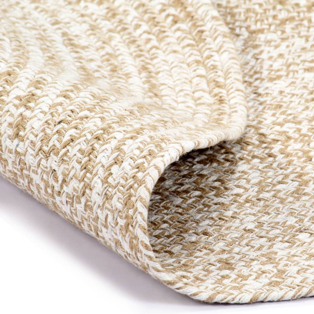 VidaXL Vloerkleed handgemaakt 120 cm jute wit en naturel