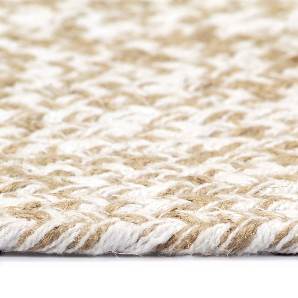 VidaXL Vloerkleed handgemaakt 120 cm jute wit en naturel