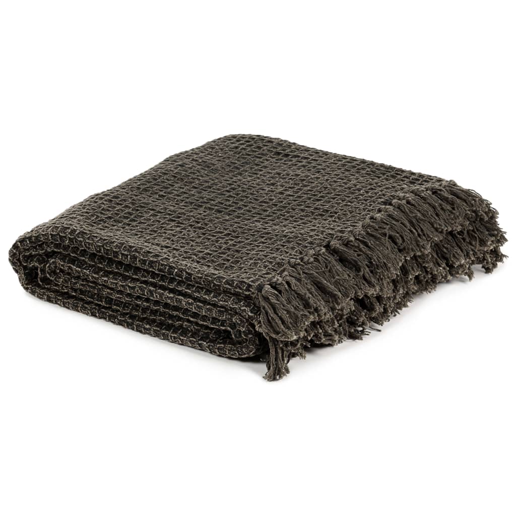 VidaXL Plaid 160x210 cm katoen antraciet en bruin