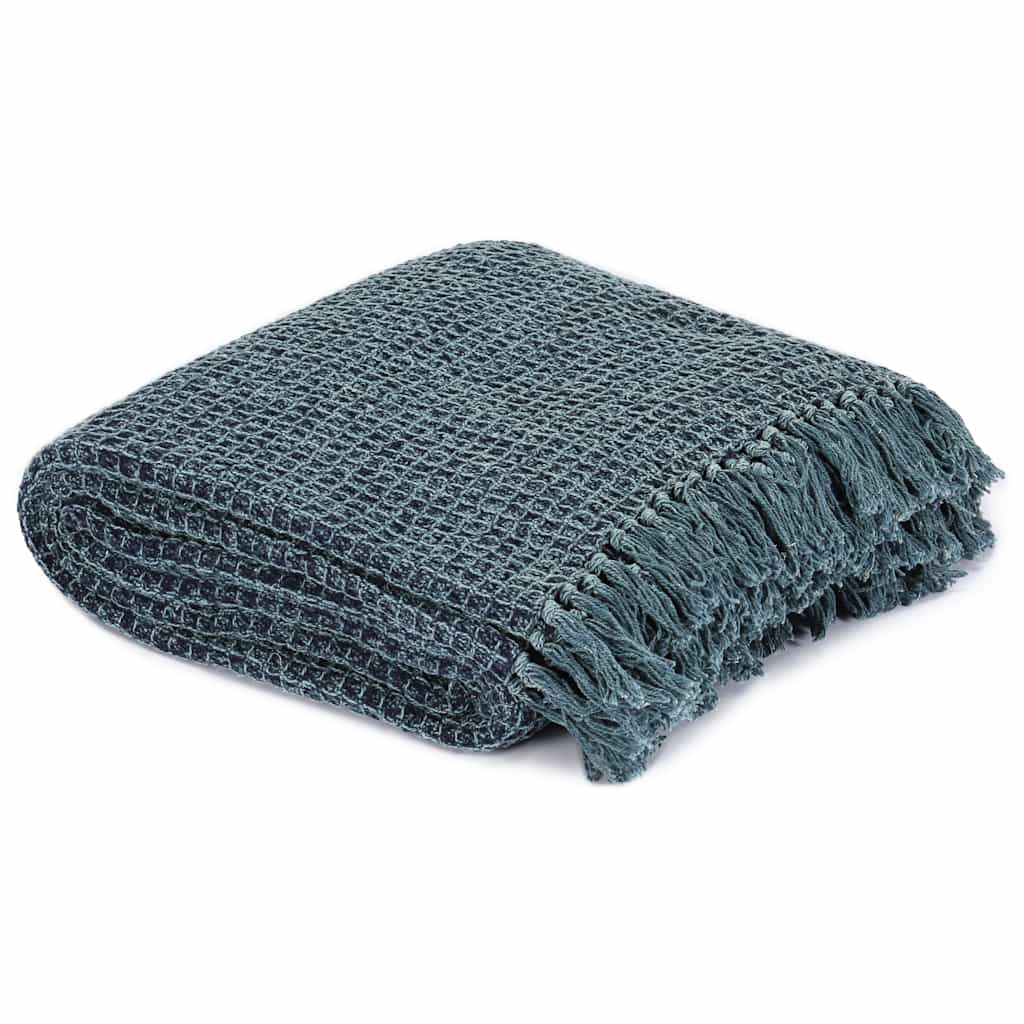 VidaXL Plaid 125x150 cm katoen indigo-blauw
