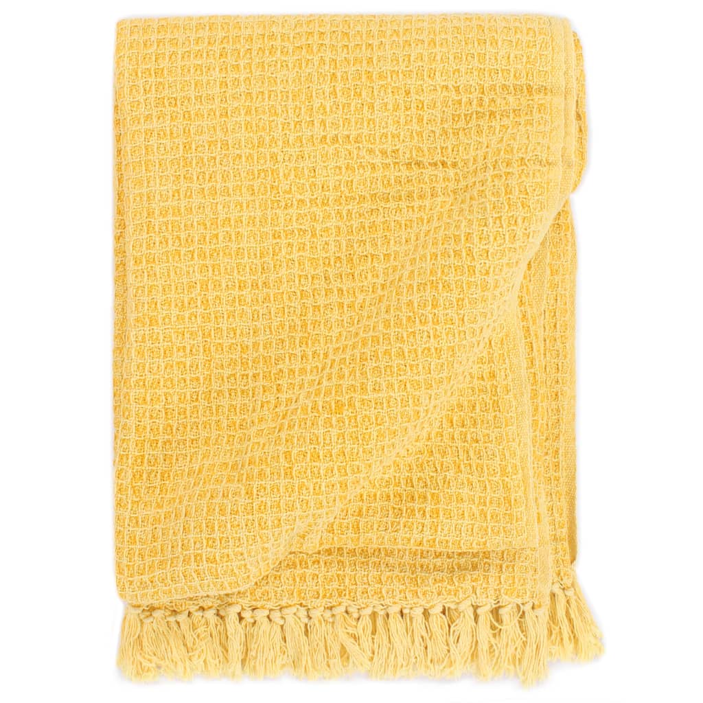 VidaXL Plaid 220x250 cm katoen mosterdgeel