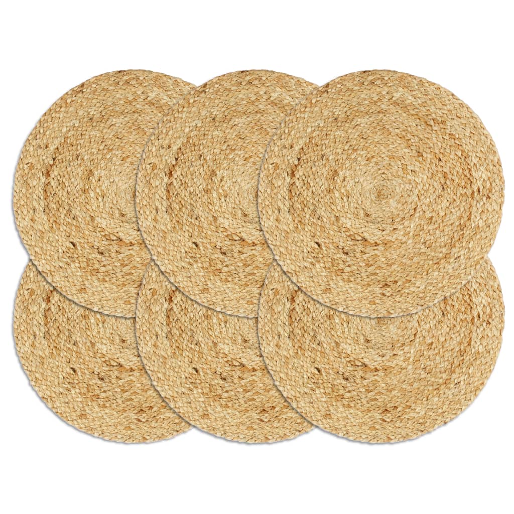 VidaXL Placemats 6 st rond 38 cm jute natuurlijk