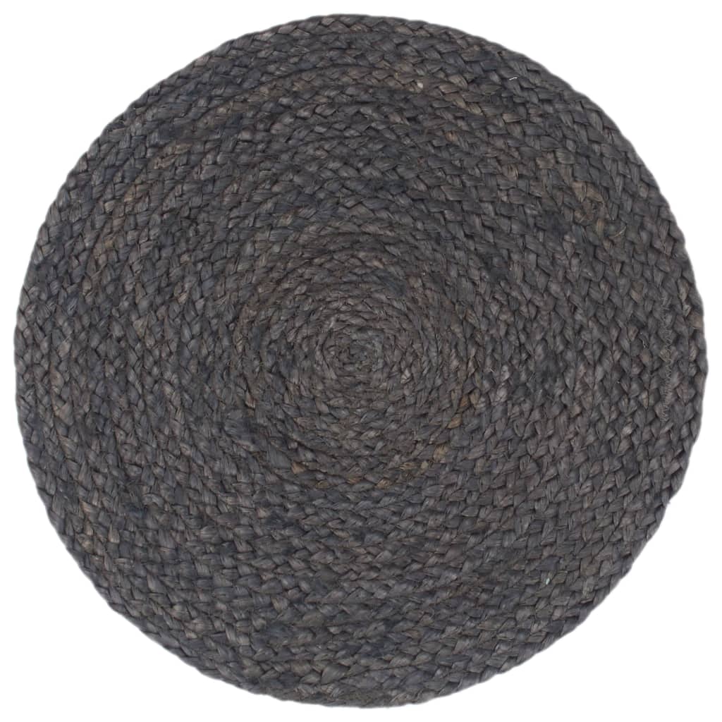 VidaXL Placemats 4 st rond 38 cm jute donkergrijs