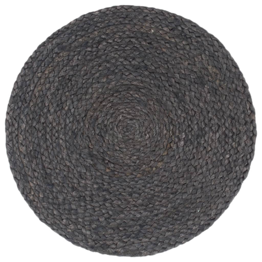 VidaXL Placemats 6 st rond 38 cm jute donkergrijs