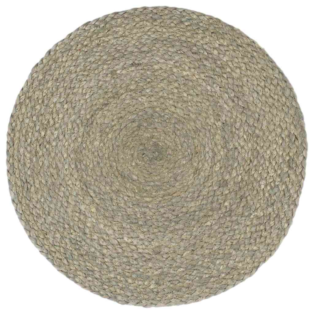 VidaXL Placemats 4 st rond 38 cm jute effen grijs