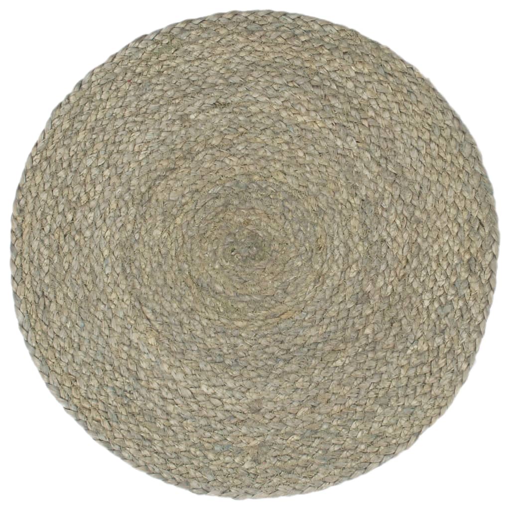 VidaXL Placemats 6 st rond 38 cm jute effen grijs