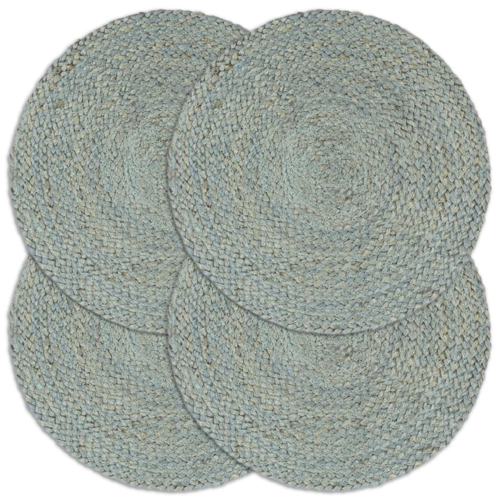 VidaXL Placemats 4 st rond 38 cm jute olijfgroen