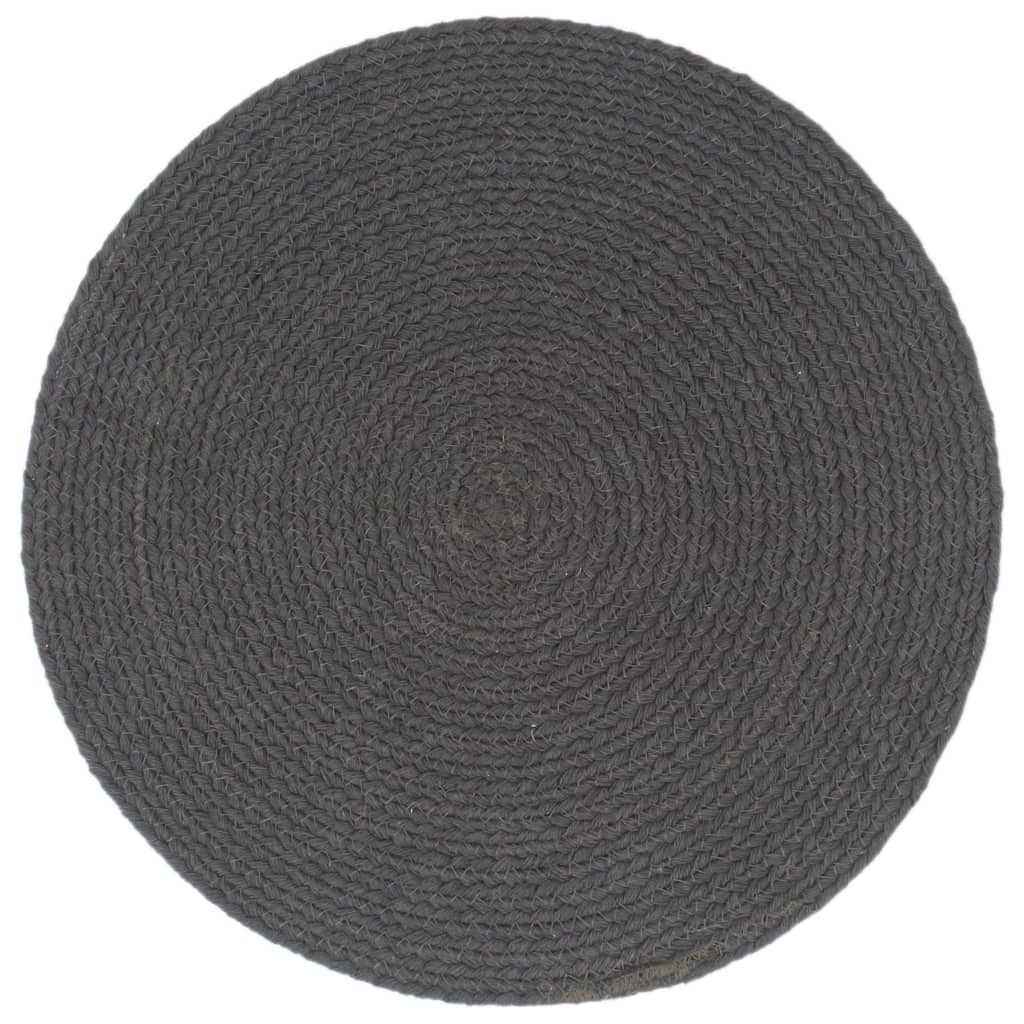 VidaXL Placemats 6 st rond 38 cm katoen effen donkergrijs