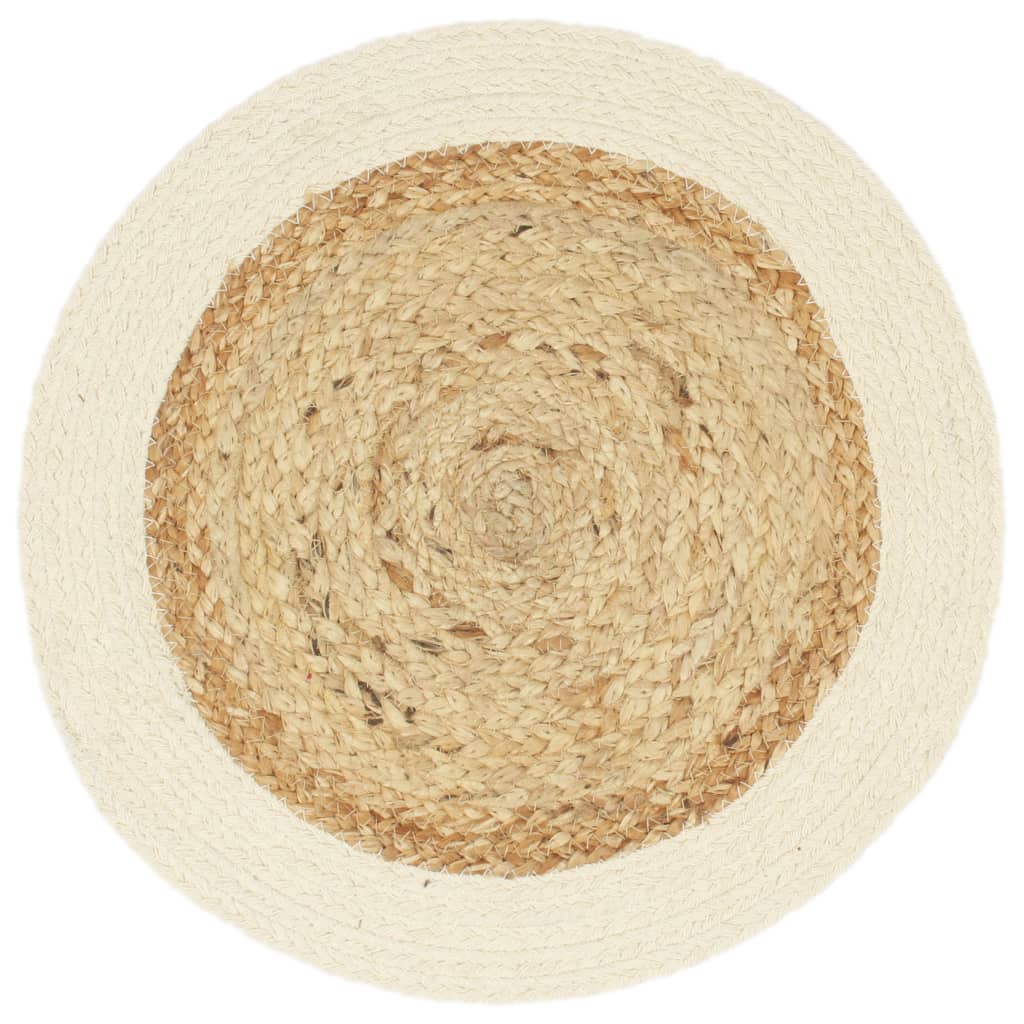 VidaXL Placemats 4 st rond 38 cm jute en katoen natuurlijk