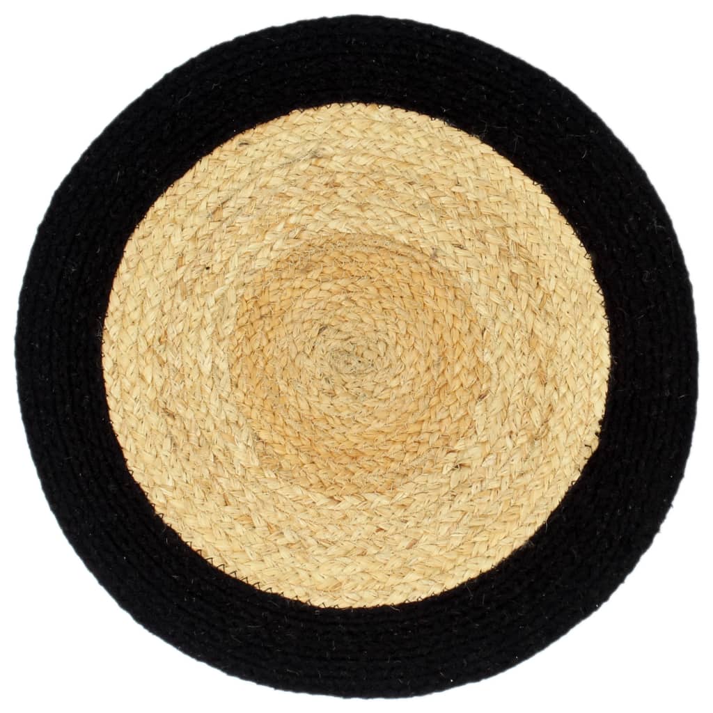 VidaXL Placemats 6 st 38 cm jute en katoen natuurlijk en zwart