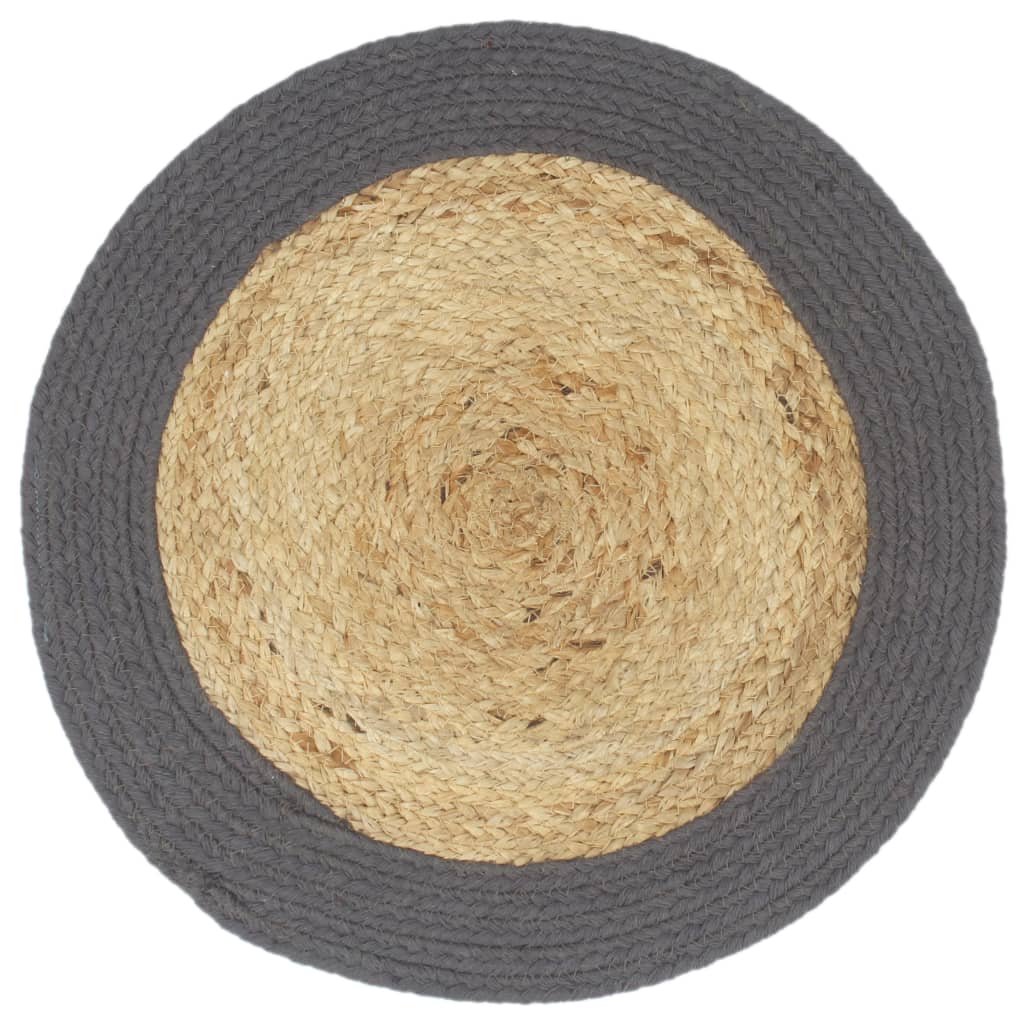 VidaXL Placemats 4 st 38 cm jute en katoen natuurlijk en antraciet