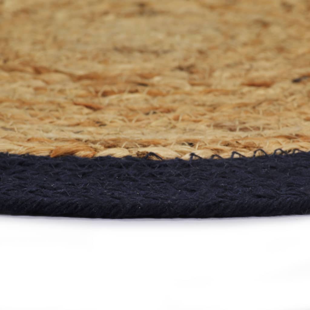 VidaXL Placemats 4 st 38 cm jute en katoen natuurlijk en marineblauw