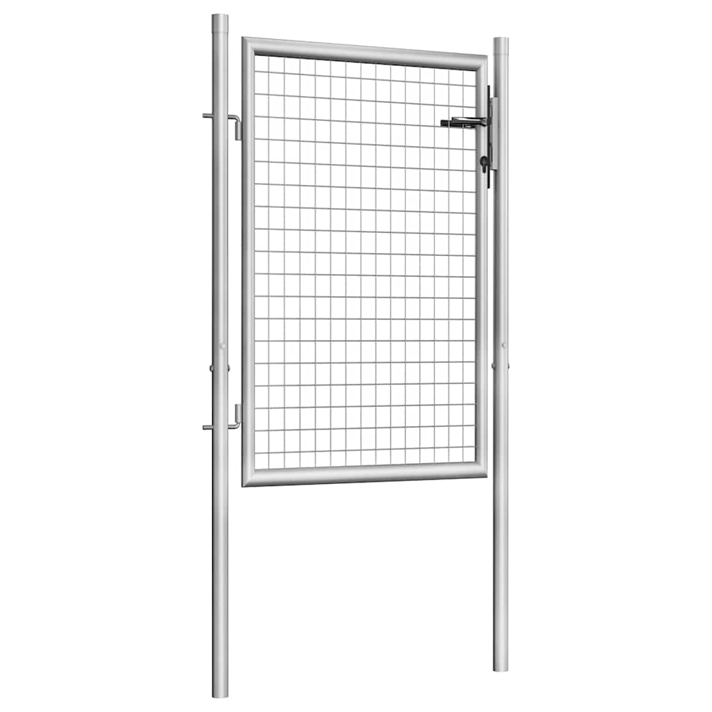 VidaXL Tuinpoort gegalvaniseerd staal 100x100 cm zilver