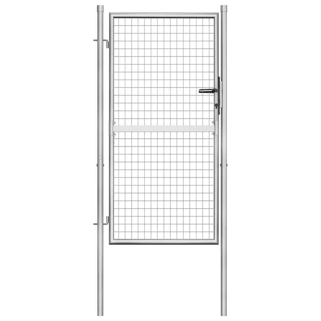 VidaXL Tuinpoort gegalvaniseerd staal 100x150 cm zilver