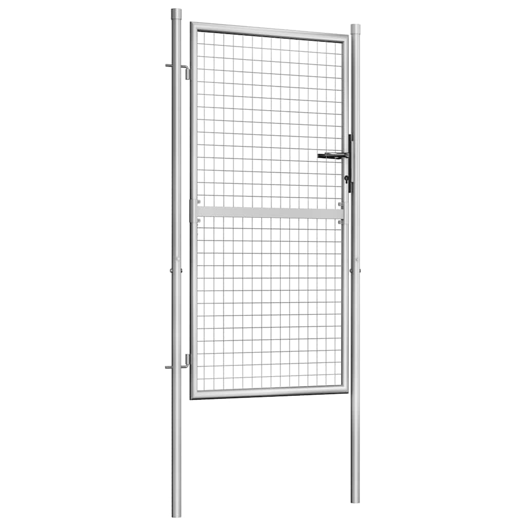VidaXL Tuinpoort gegalvaniseerd staal 100x150 cm zilver