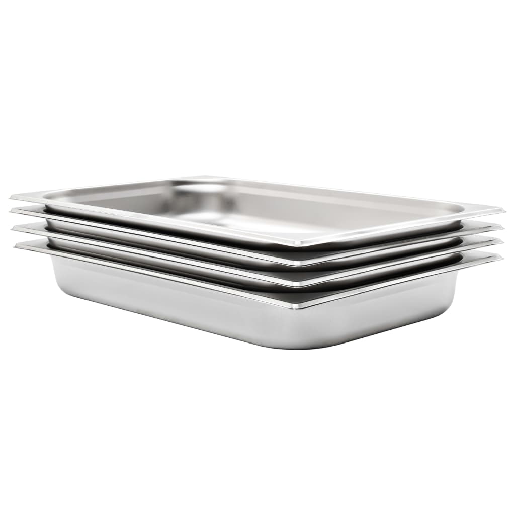 VidaXL Gastronormbakken 4 st gn 1 1 65 mm roestvrij staal