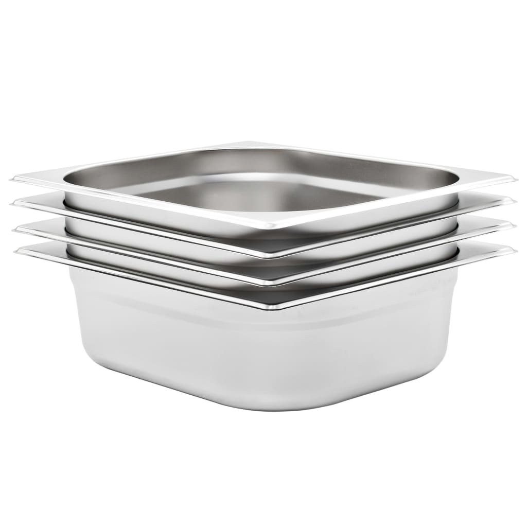 VidaXL Gastronormbakken 4 st gn 1 2 100 mm roestvrij staal