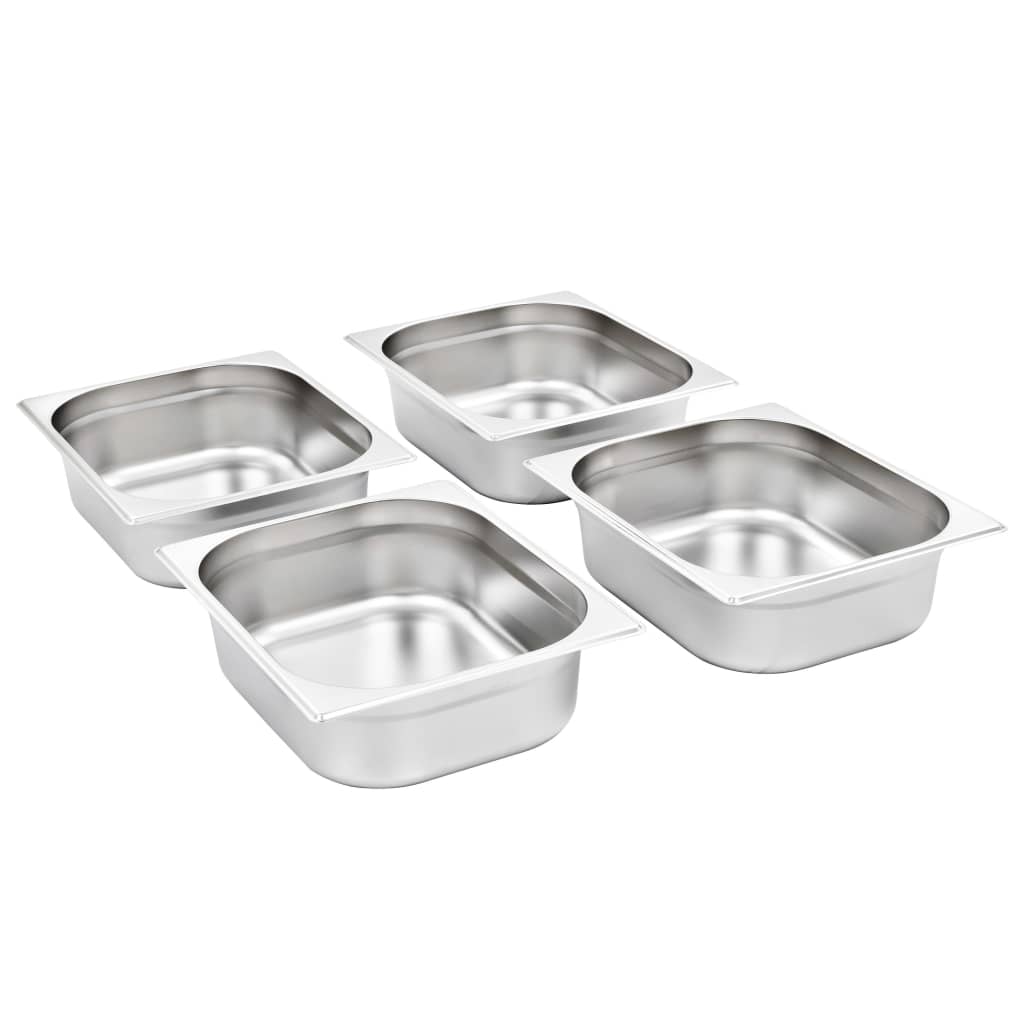VidaXL Gastronormbakken 4 st gn 1 2 100 mm roestvrij staal