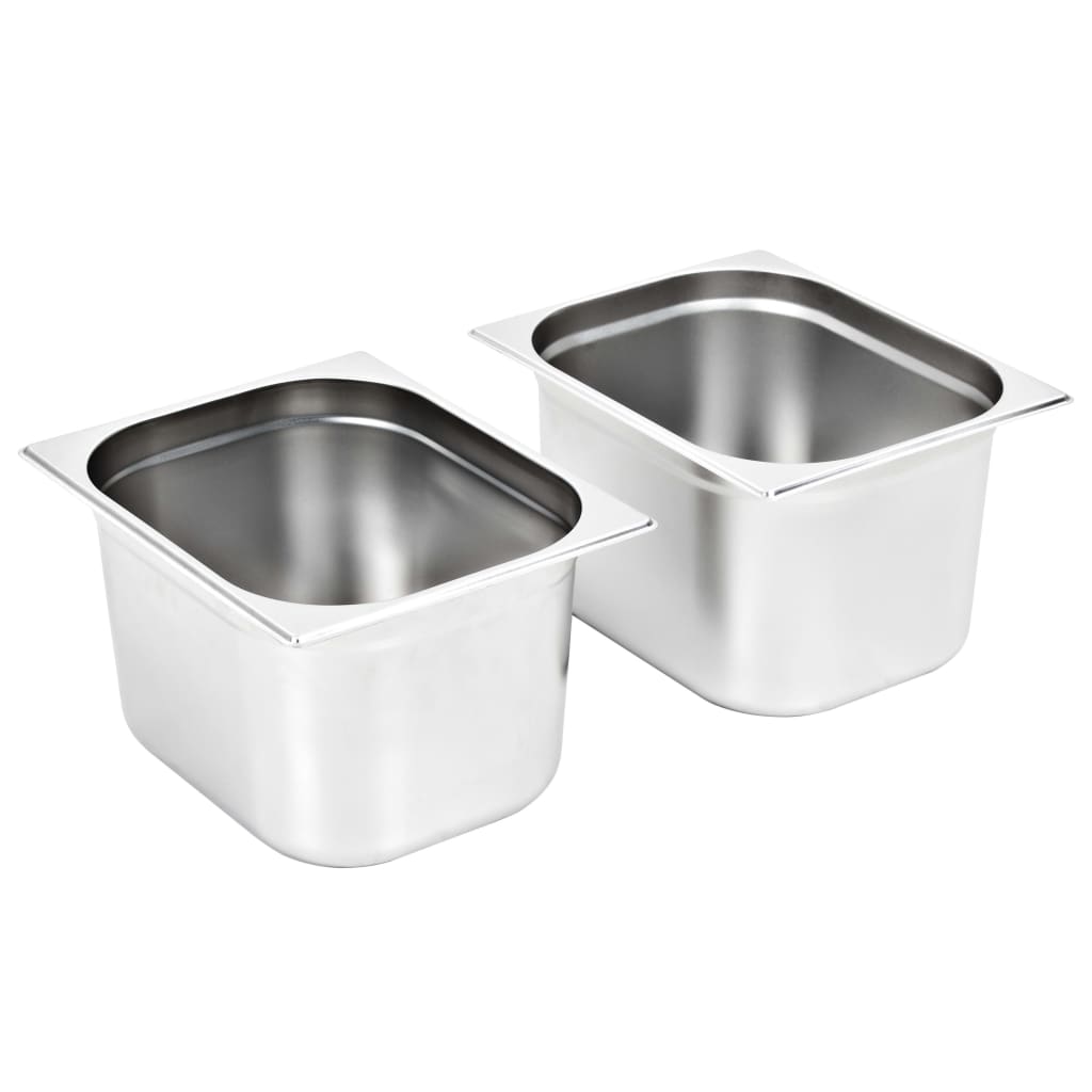 VidaXL Gastronormbakken 2 st gn 1 2 200 mm roestvrij staal