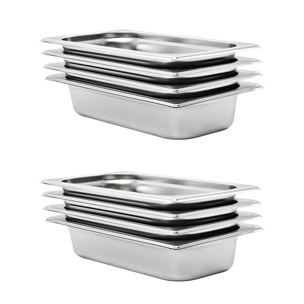 VidaXL Gastronormbakken 8 st gn 1 3 65 mm roestvrij staal