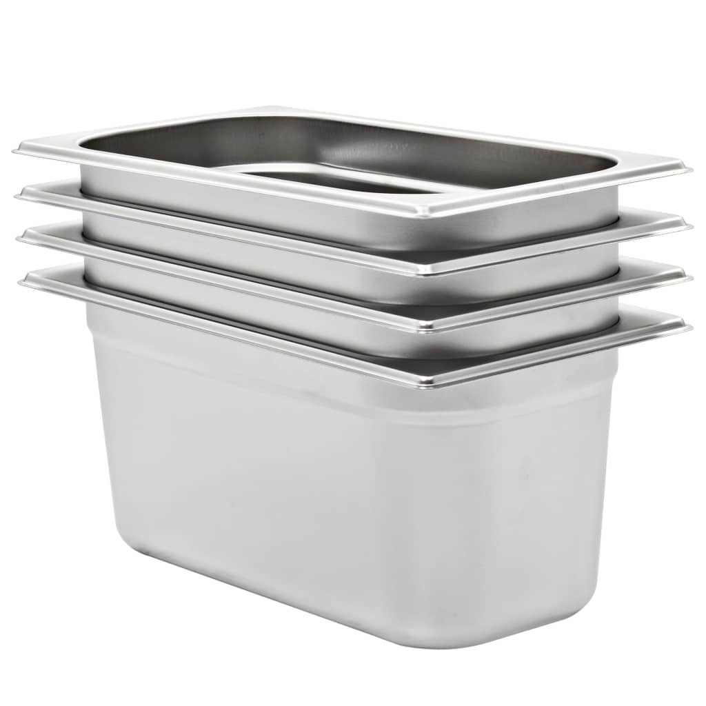 VidaXL Gastronormbakken 4 st gn 1 3 150 mm roestvrij staal