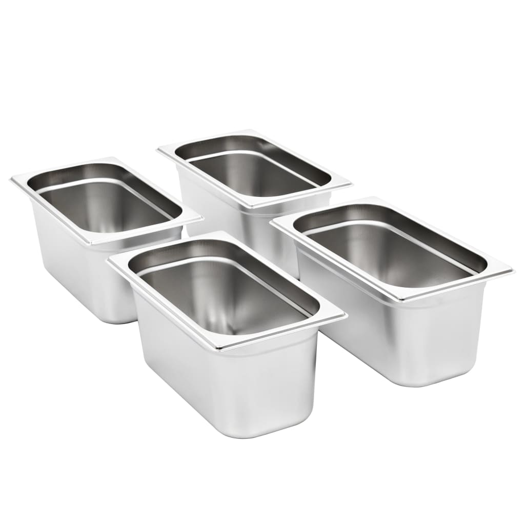 VidaXL Gastronormbakken 4 st gn 1 3 150 mm roestvrij staal