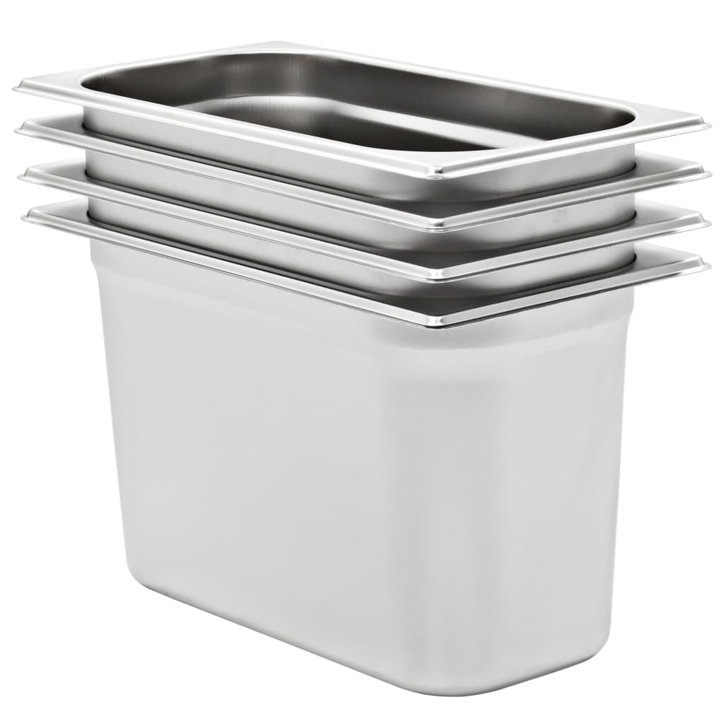VidaXL Gastronormbakken 4 st gn 1 3 200 mm roestvrij staal