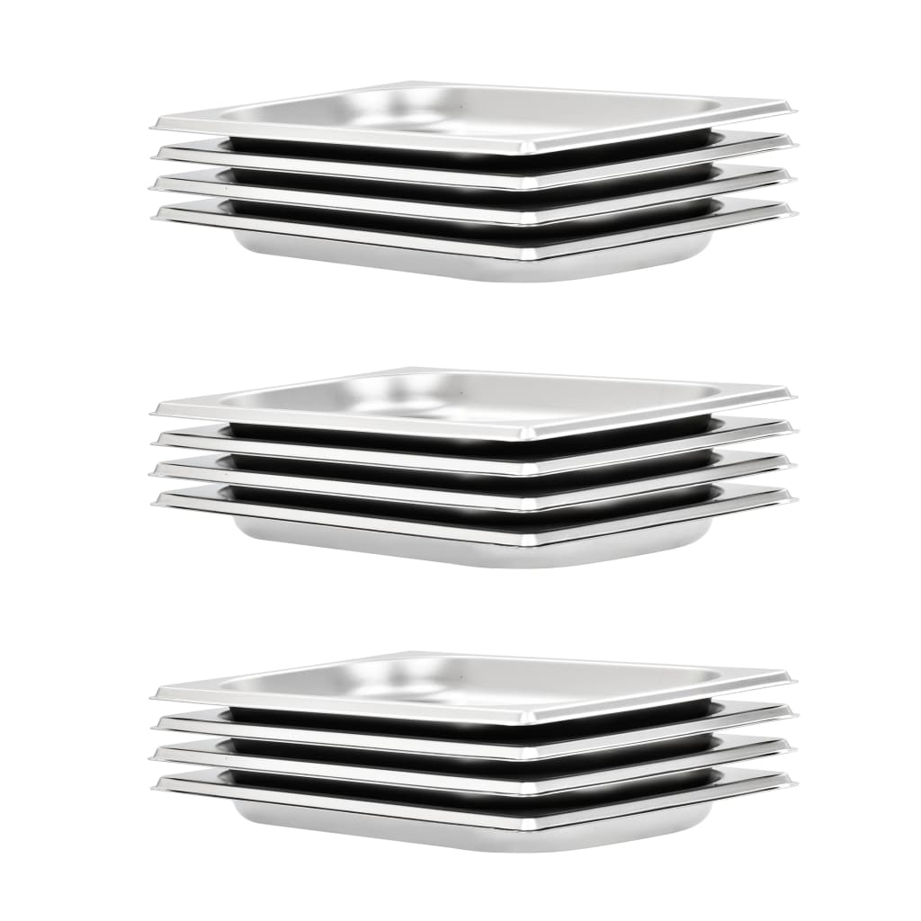 VidaXL Gastronormbakken 12 st gn 1 4 20 mm roestvrij staal