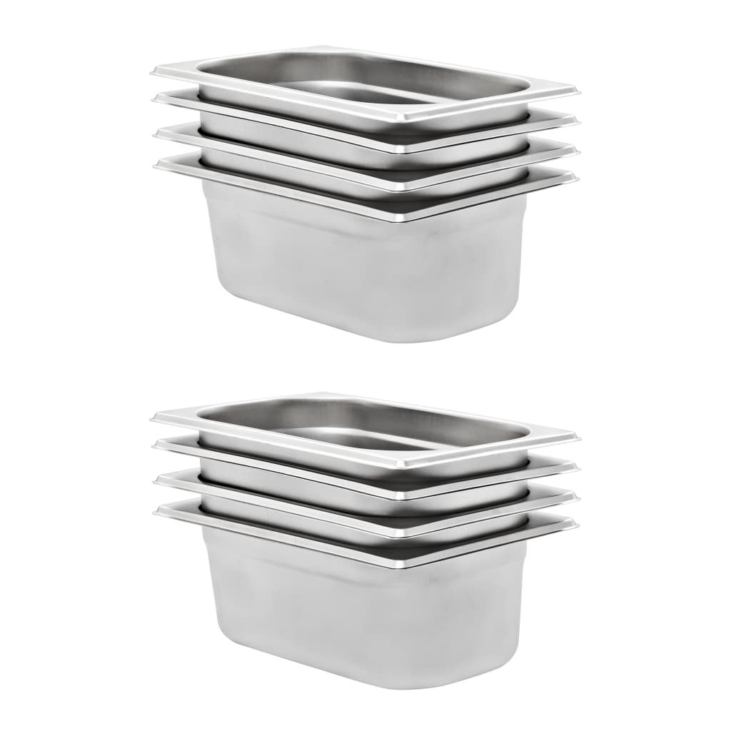 VidaXL Gastronormbakken 8 st gn 1 4 100 mm roestvrij staal