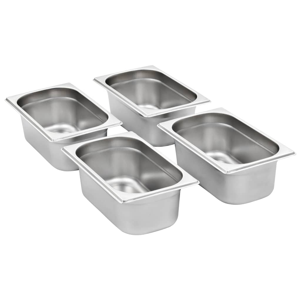 VidaXL Gastronormbakken 8 st gn 1 4 100 mm roestvrij staal