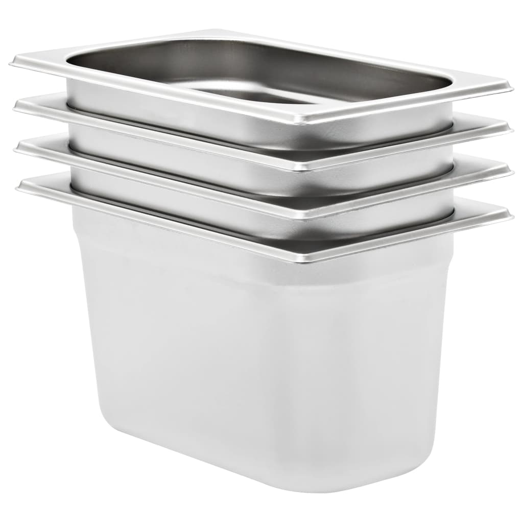 VidaXL Gastronormbakken 4 st gn 1 4 150 mm roestvrij staal