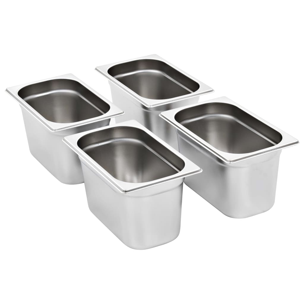 VidaXL Gastronormbakken 4 st gn 1 4 150 mm roestvrij staal