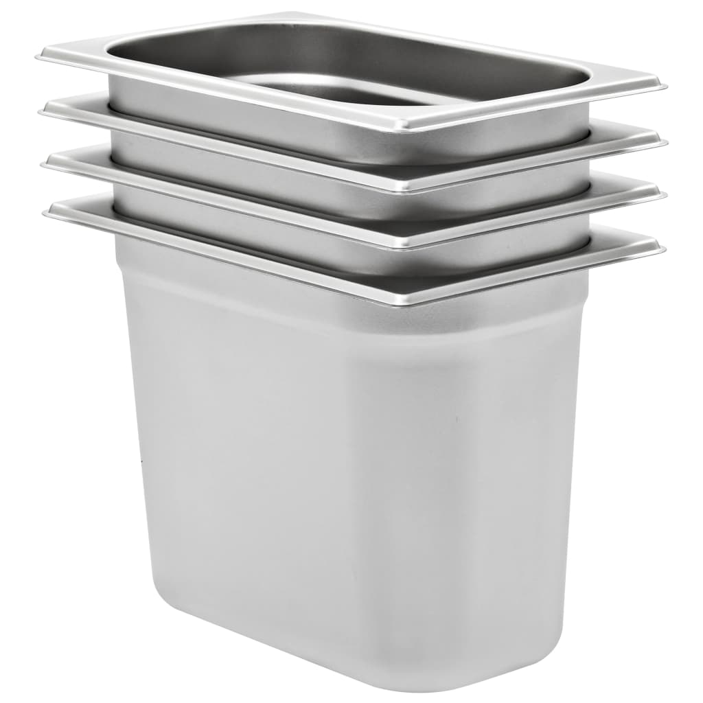VidaXL Gastronormbakken 4 st gn 1 4 200 mm roestvrij staal