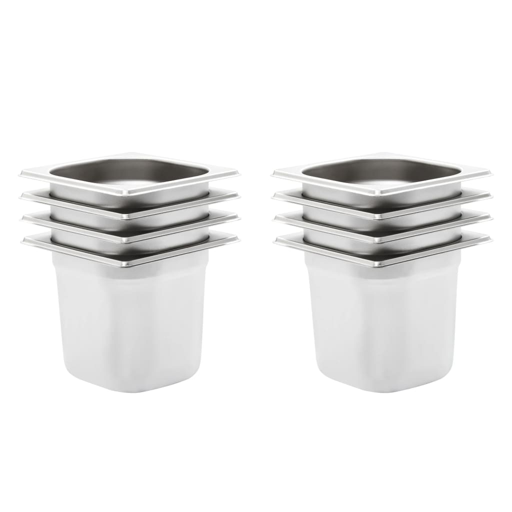 VidaXL Gastronormbakken 8 st gn 1 6 150 mm roestvrij staal