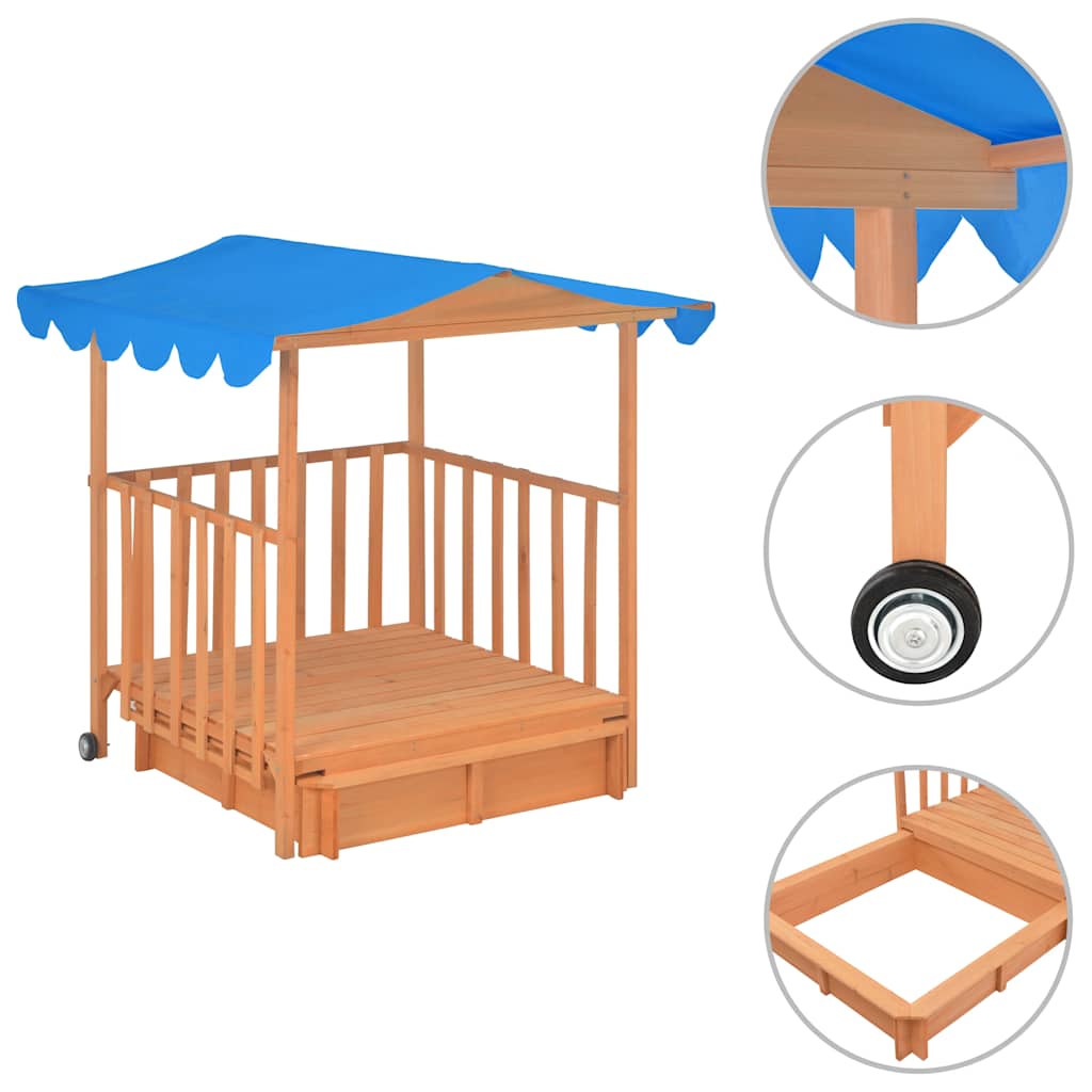 VidaXL Kinderspeelhuis met zandbak uv50 vurenhout blauw