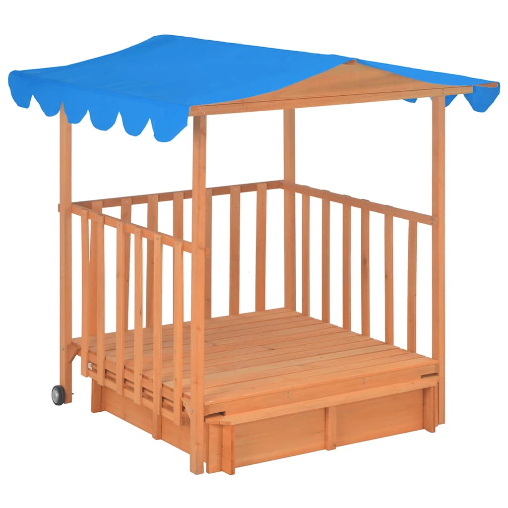 VidaXL Kinderspeelhuis met zandbak uv50 vurenhout blauw
