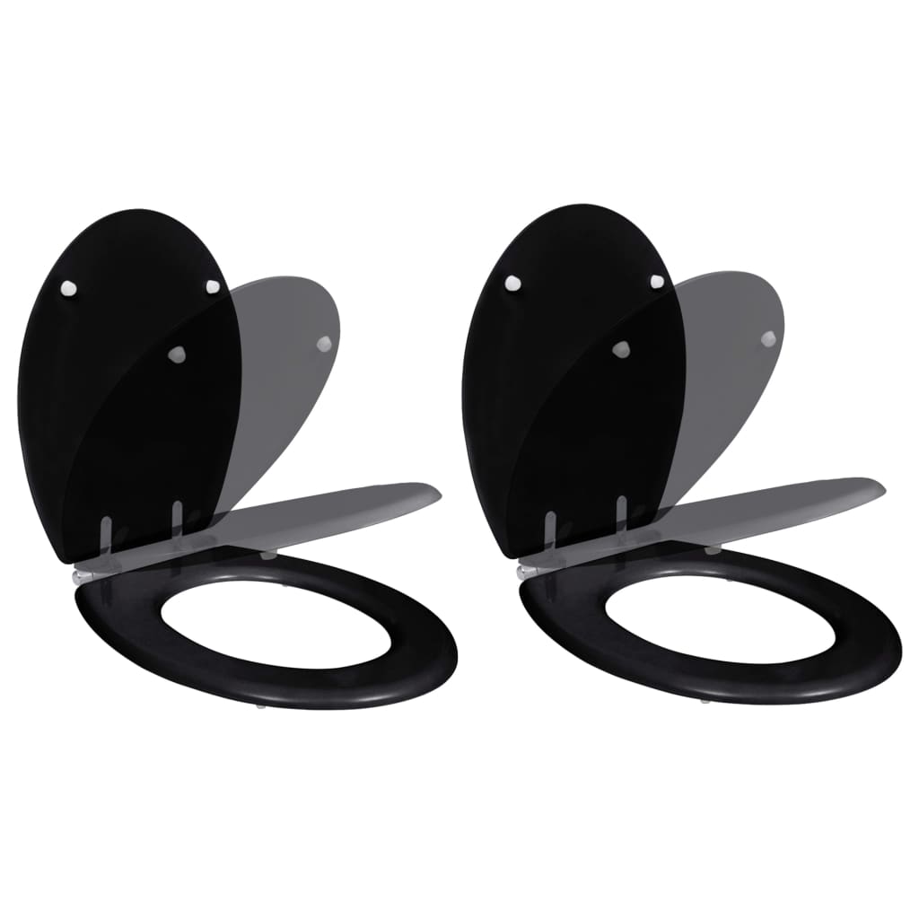 VidaXL Toiletbril met soft-closedeksel 2 st mdf zwart