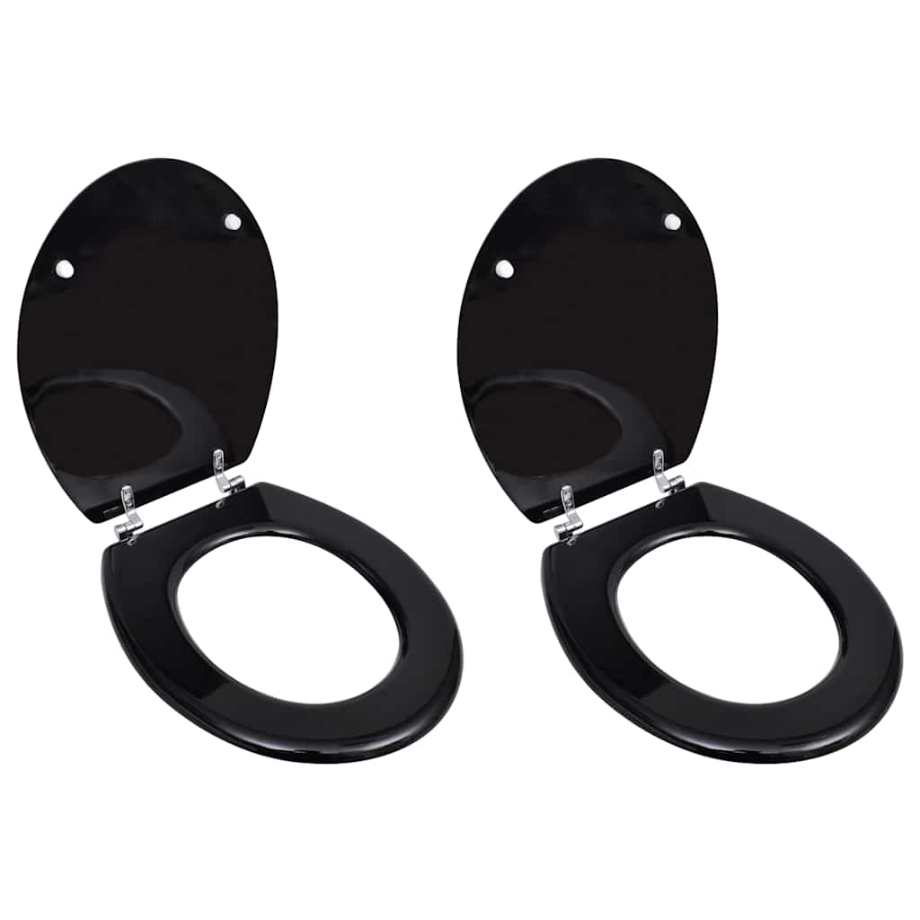 VidaXL Toiletbrillen met deksels 2 st mdf zwart