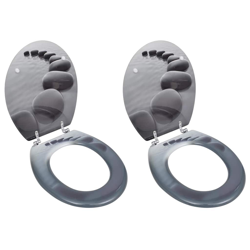VidaXL Toiletbrillen met deksels 2 st stenen mdf